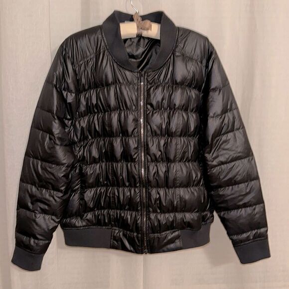 Athleta Jackets & Blazers - Athleta 1X Black Bomber Style Full Zip Puffer Winter Jacket